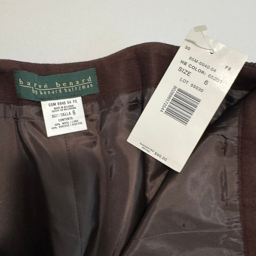 VTG NWT Harve Benard Wide Leg Chocolate Equestrian Pleated Trouser 6 Wool Tuxedo - Picture 13 of 16